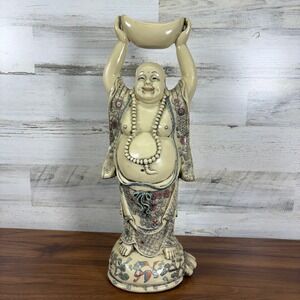 Chinese Laughing Buddha Ceramic Statue Hand‎ Painted 18"